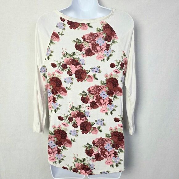 Absolutely Famous Floral Raglan Knit Top M - Picture 3 of 6
